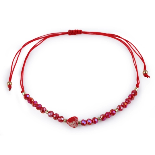 Náramok shamballa srdce a brúsené korálky s AB efektom - 1 ks | Mimib