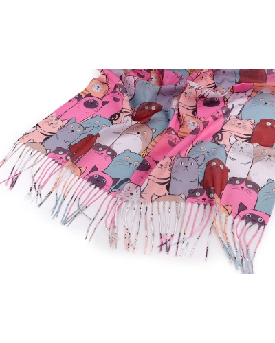 Letná šatka / šál so strapcami mačky 70x180 cm - 1 ks | Mimib