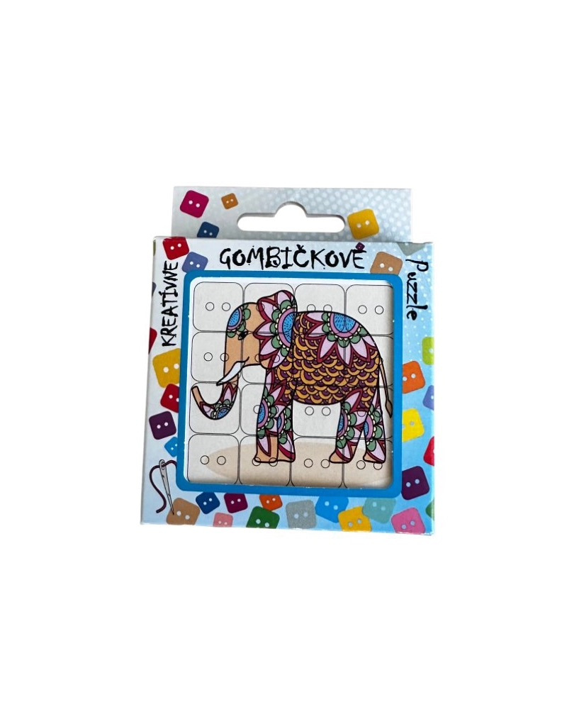 Gombkivarró Puzzle – Elefánt | Mimib