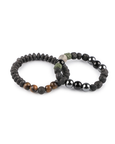 Náramok pružný z minerálov, láva, unisex - 1 ks | Mimib