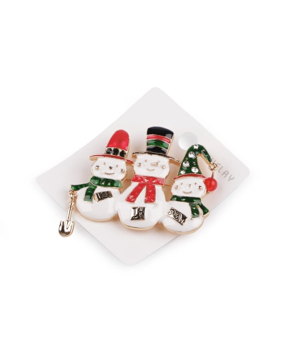 Brošňa soby na korčuliach, snehuliaci - 1 ks | Mimib