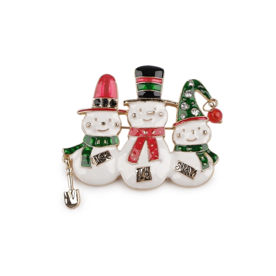 Brošňa soby na korčuliach, snehuliaci - 1 ks | Mimib