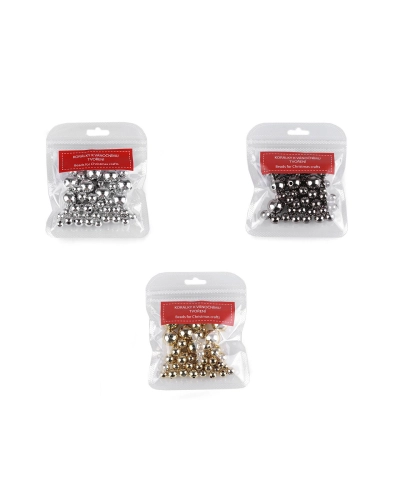 Sada metalických korálikov na vianočné tvorenie mix veľkostí - 1 sáčok | Mimib