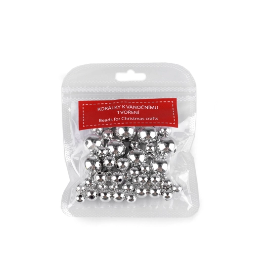 Sada metalických korálikov na vianočné tvorenie mix veľkostí - 1 sáčok | Mimib