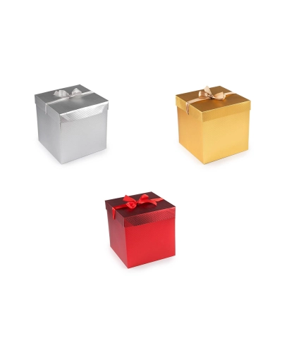 Darčeková krabica s mašľou metalická - 1 ks | Mimib
