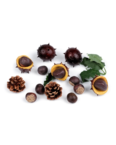 Umelé gaštany, šišky, listy - 1 pytl. | Mimib