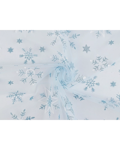 Tyl odevný / dekoračný vianočné vločky s glitrami - 1 m | Mimib