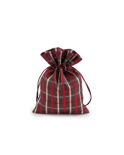 Vianočné darčekové vrecúško káro s lurexom 13x18 cm - 10 ks | Mimib