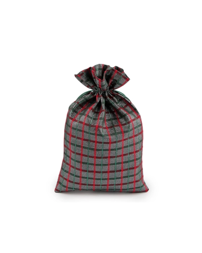 Vianočné darčekové vrecúško káro s lurexom 20x30 cm - 10 ks | Mimib
