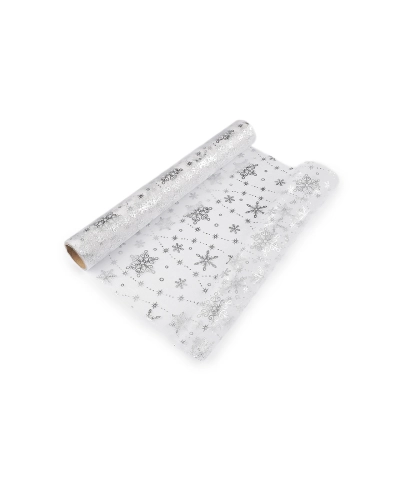 Vianočná organza s potlačou - vločka, šírka 36 cm - 4.5 m | Mimib