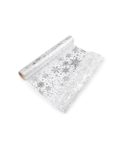 Vianočná organza s potlačou - vločka, šírka 36 cm - 4.5 m | Mimib