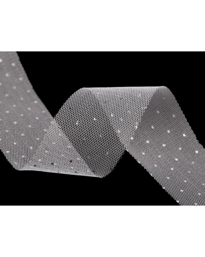 Tylová stuha so striebornými bodkami šírka 40 mm - 22.5 m | Mimib