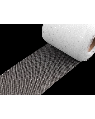 Tylová stuha so striebornými bodkami šírka 75 mm - 22.5 m | Mimib