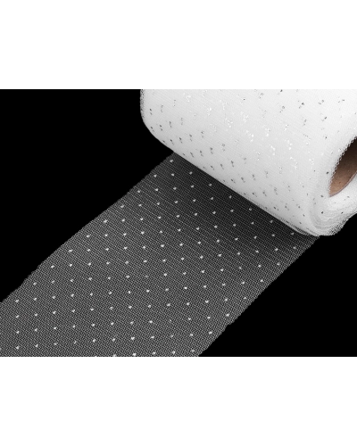 Tylová stuha so striebornými bodkami šírka 10 cm - 22.5 m | Mimib