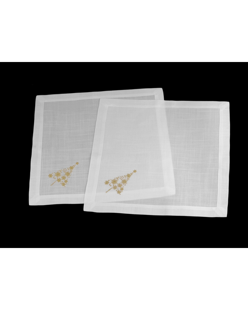 Prestieranie textilné, lurexová výšivka vianočný stromček 42x42 cm - 2 ks | Mimib