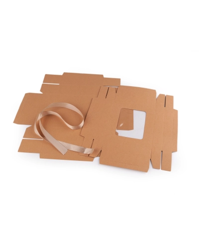 Papierová krabička s priehľadom a stuhou - 5 ks | Mimib