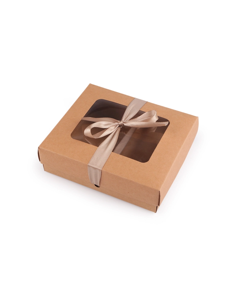 Papierová krabička s priehľadom a stuhou - 5 ks | Mimib