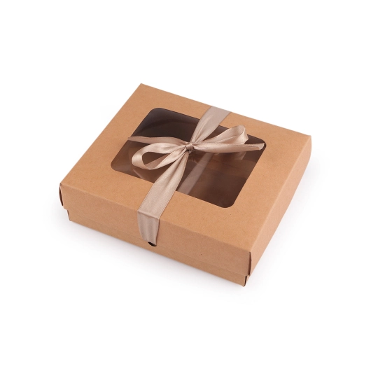 Papierová krabička s priehľadom a stuhou - 5 ks | Mimib