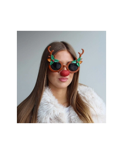 Vianočné párty / karnevalové okuliare snehuliak, sob s nosom - 1 ks | Mimib