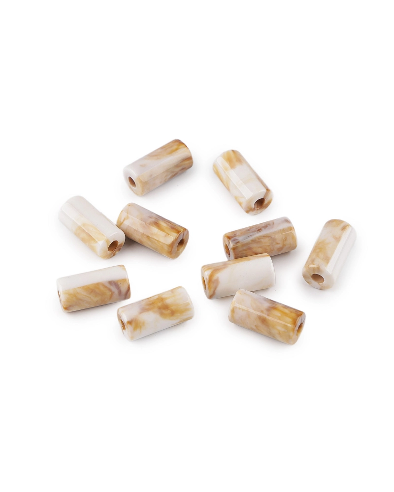 Plastové korálky valček imitujúci mramor 11x22 mm - 10 ks | Mimib