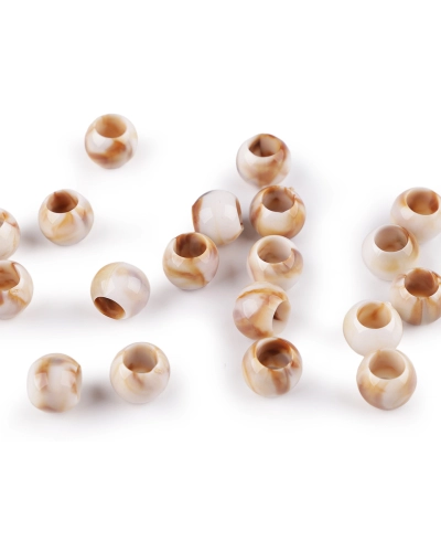 Plastové korálky s veľkým prievlakom imitujúci mramor 10x12 mm - 20 g | Mimib