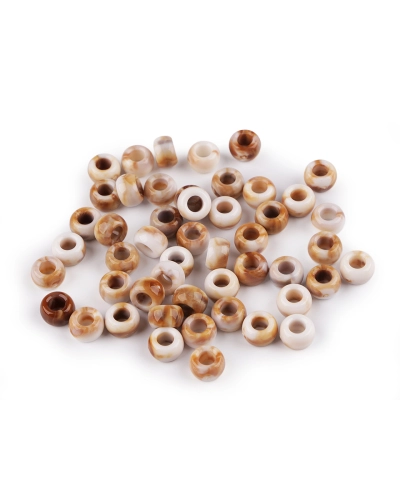 Plastové korálky s veľkým prievlakom imitujúce mramor 6x9 mm - 20 g | Mimib