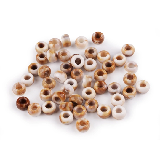 Plastové korálky s veľkým prievlakom imitujúce mramor 6x9 mm - 20 g | Mimib