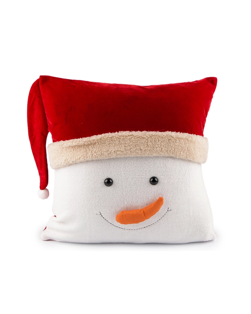 Vianočná plyšová obliečka na vankúš snehuliak 43x43 cm - 1 ks | Mimib