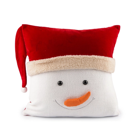Vianočná plyšová obliečka na vankúš snehuliak 43x43 cm - 1 ks | Mimib