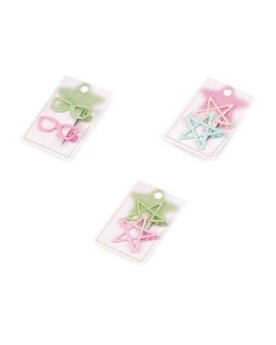 Kovové sponky do vlasov srdce, hviezdy, okuliare - 2 ks | Mimib