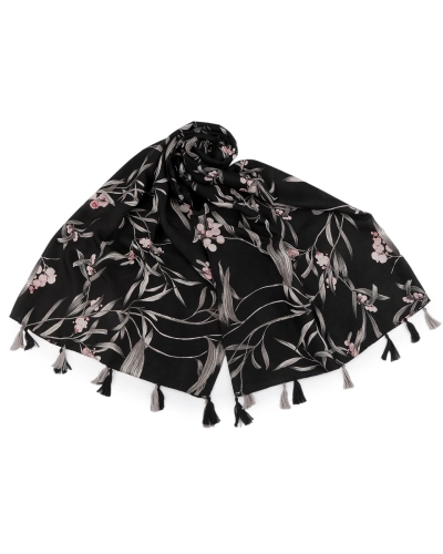 Šatka / šál / pléd s kvetmi a strapcami 80x180 cm - 1 ks | Mimib