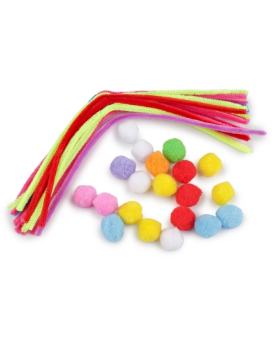 Kreatívna sada chlpaté drôtiky a brmbolce neónové - 1 sada | Mimib