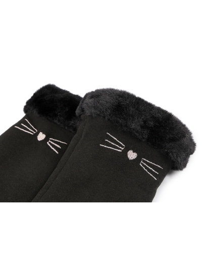 Dievčenské rukavice s kožušinou zateplené, dotykové - 1 pár | Mimib