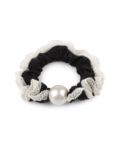 Gumička do vlasov / náramok s perlou a čipkou - 1 ks | Mimib