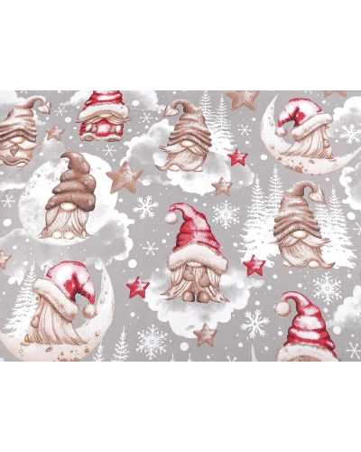 Vianočná bavlnená látka / plátno škriatok - 1 m | Mimib