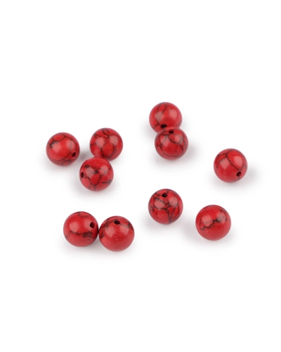 Tyrkys červený syntetický, minerálne korálky Ø10 mm - 10 ks | Mimib
