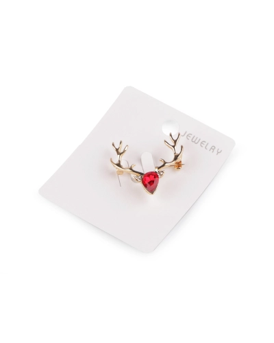 Vianočná brošňa s brúsenými kamienkami jeleň - 1 ks | Mimib