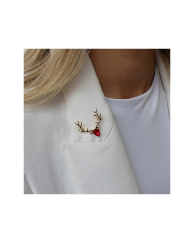 Vianočná brošňa s brúsenými kamienkami jeleň - 1 ks | Mimib