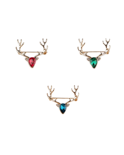 Vianočná brošňa s brúsenými kamienkami jeleň - 1 ks | Mimib