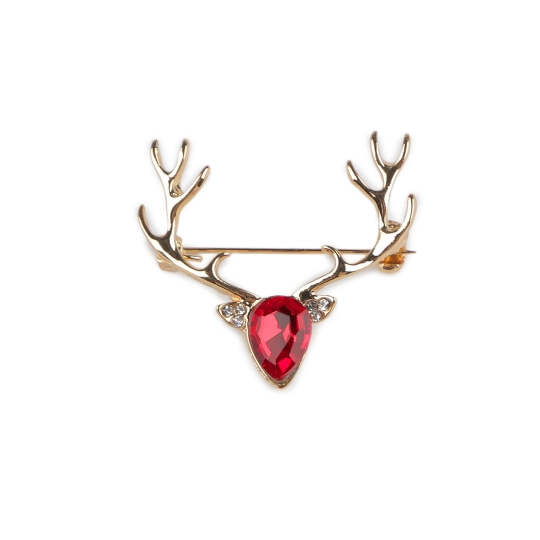 Vianočná brošňa s brúsenými kamienkami jeleň - 1 ks | Mimib