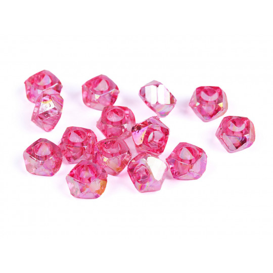 Műanyag gyöngyök nagy bújtatóval AB efektussal 8x13 mm | Mimib