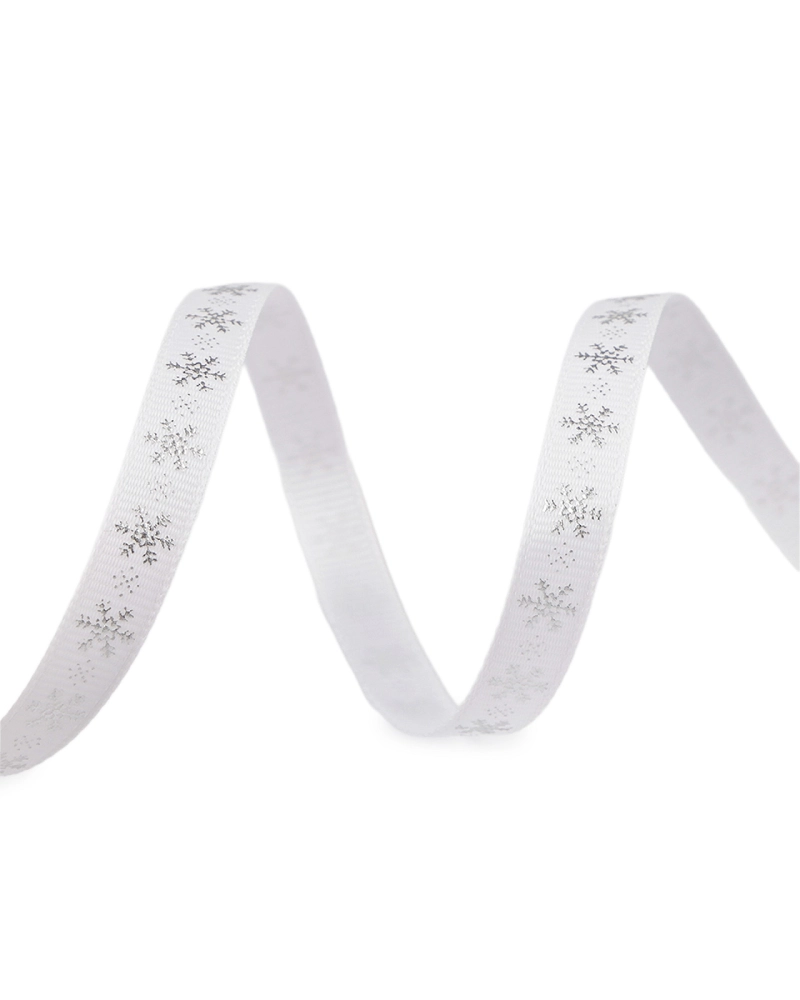 Vianočná rypsová stuha vločky šírka 10 mm - 22.5 m | Mimib