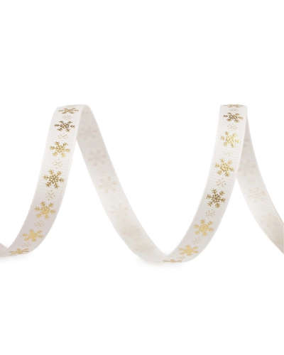 Vianočná rypsová stuha vločky šírka 10 mm - 22.5 m | Mimib