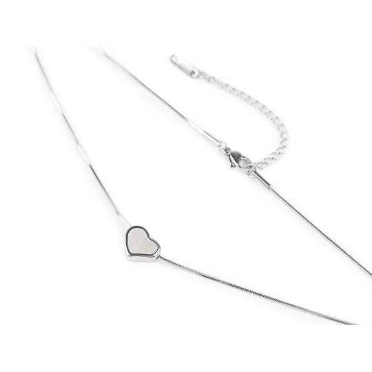 Náhrdelník z nerezovej ocele srdce s perleťou - 1 ks | Mimib