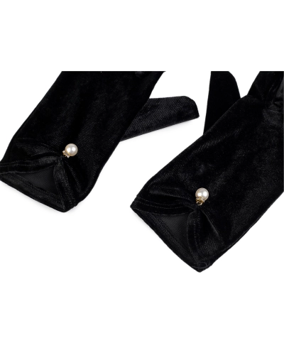 Spoločenské rukavice zamatové s perlou - 1 pár | Mimib