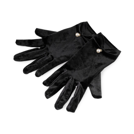 Spoločenské rukavice zamatové s perlou - 1 pár | Mimib