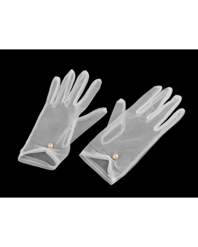 Spoločenské rukavice tylové s perlou - 1 pár | Mimib
