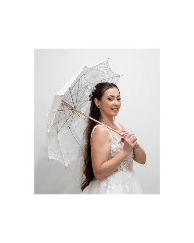 Svadobný dáždnik bavlnený, vyšívaný na fotenie - 1 ks | Mimib