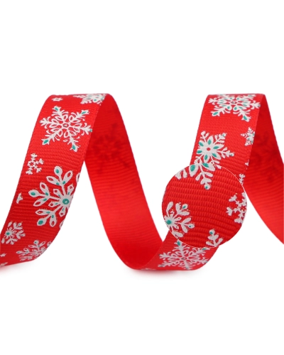 Vianočná rypsová stuha s glitrami šírka 15 mm - 22.5 m | Mimib