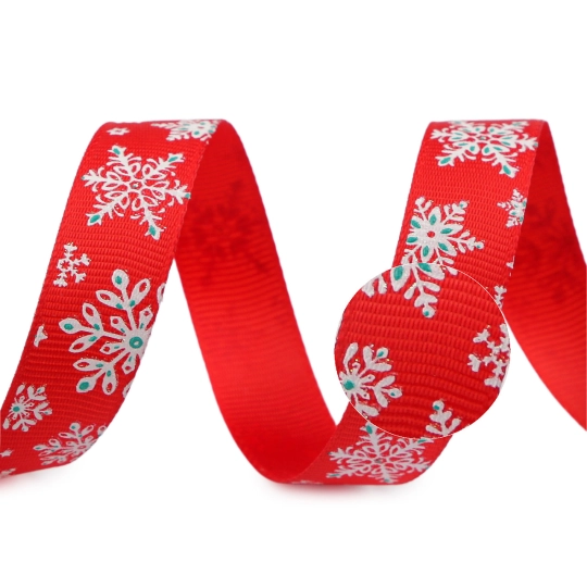 Vianočná rypsová stuha s glitrami šírka 15 mm - 22.5 m | Mimib